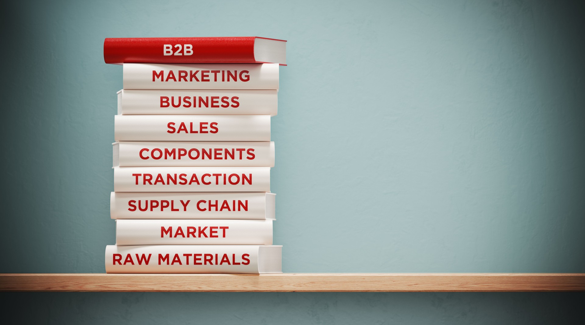 Books of  B2B And Marketing In Front Grey Wall